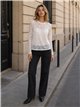 T-shirt a maniche lunghe con lavorazione in pizzo traforato