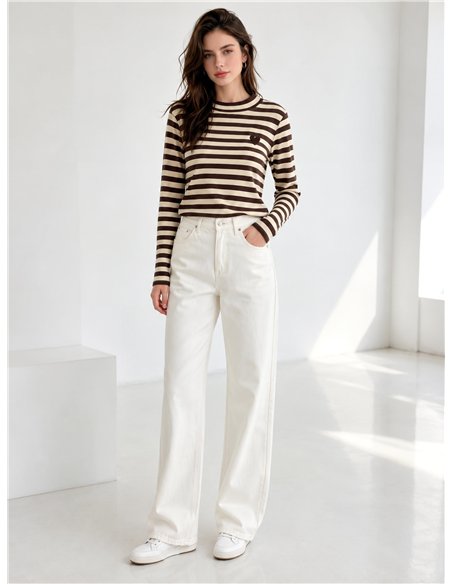 Striped embroidered heart top