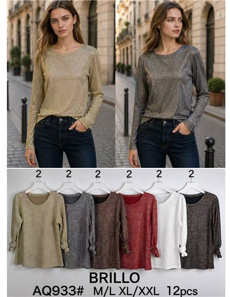 Metallic-Langarmshirt