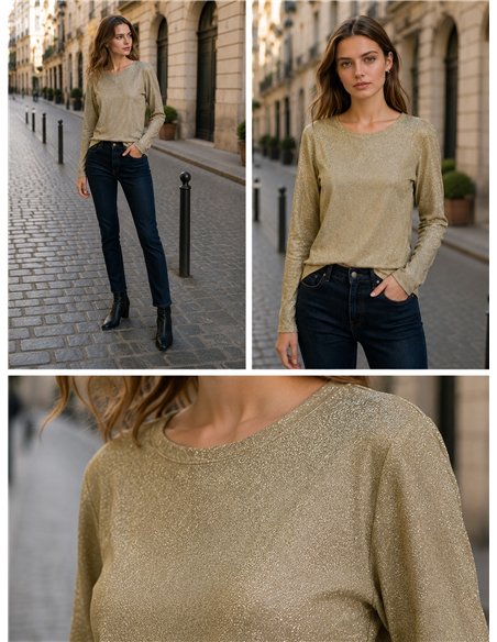 Metallic-Langarmshirt