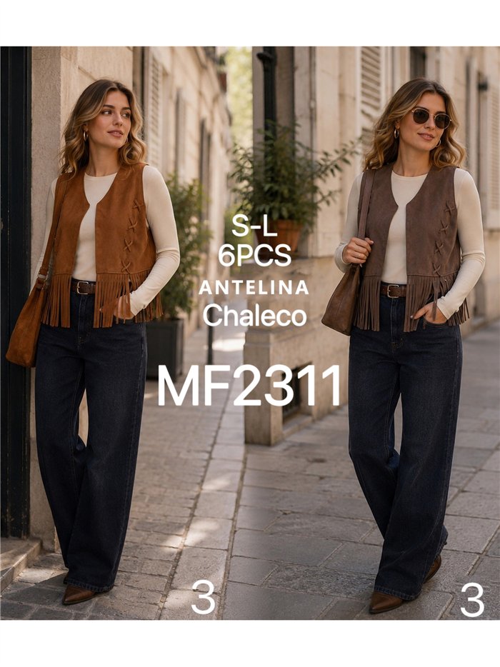 Chaleco efecto ante con flecos