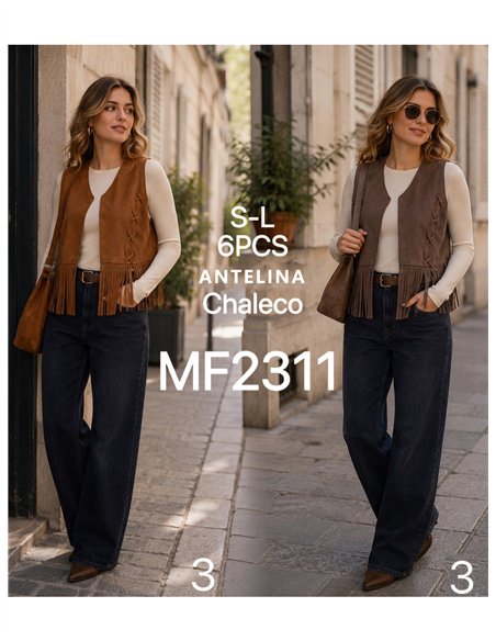 Chaleco efecto ante con flecos