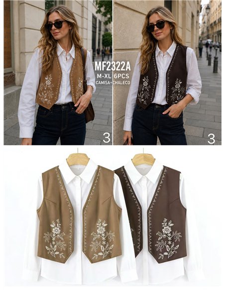 Conjunto camisa y chaleco bordado