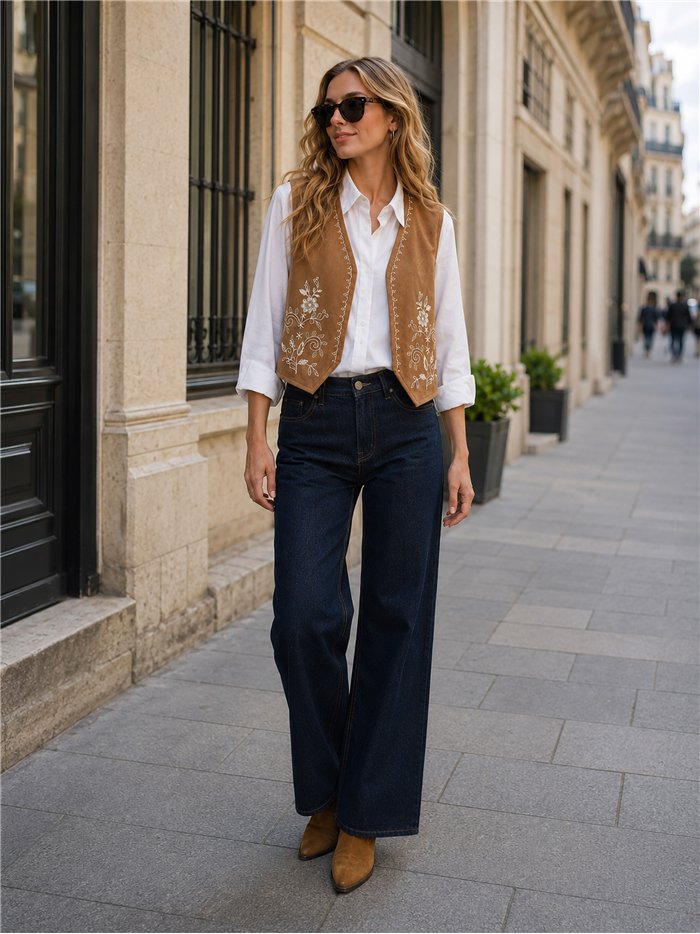 Conjunto camisa y chaleco bordado