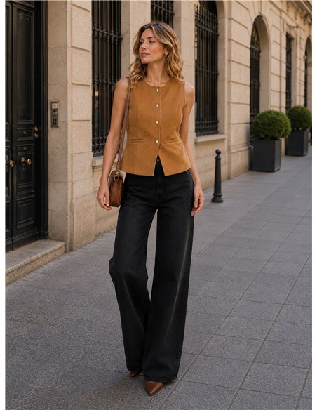 Chaleco efecto ante con botones