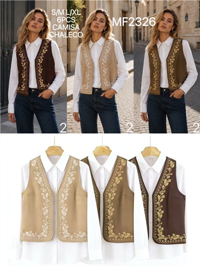 Conjunto camisa y chaleco bordado cenefa 2