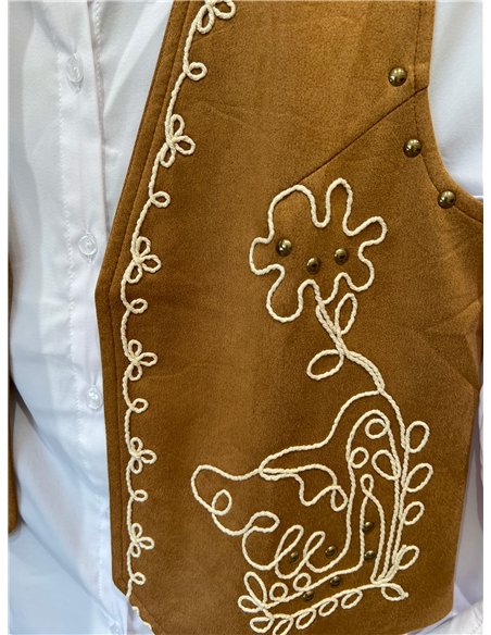 Conjunto camisa y chaleco bordado flores