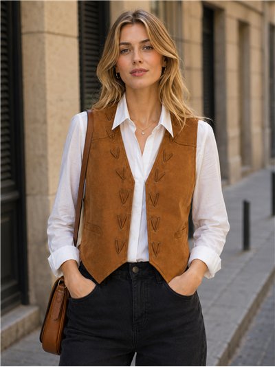 Conjunto camisa y chaleco con cordones
