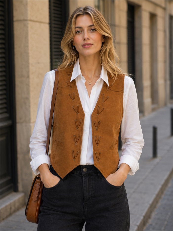 Conjunto camisa y chaleco con cordones
