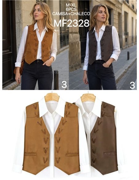 Conjunto camisa y chaleco con cordones