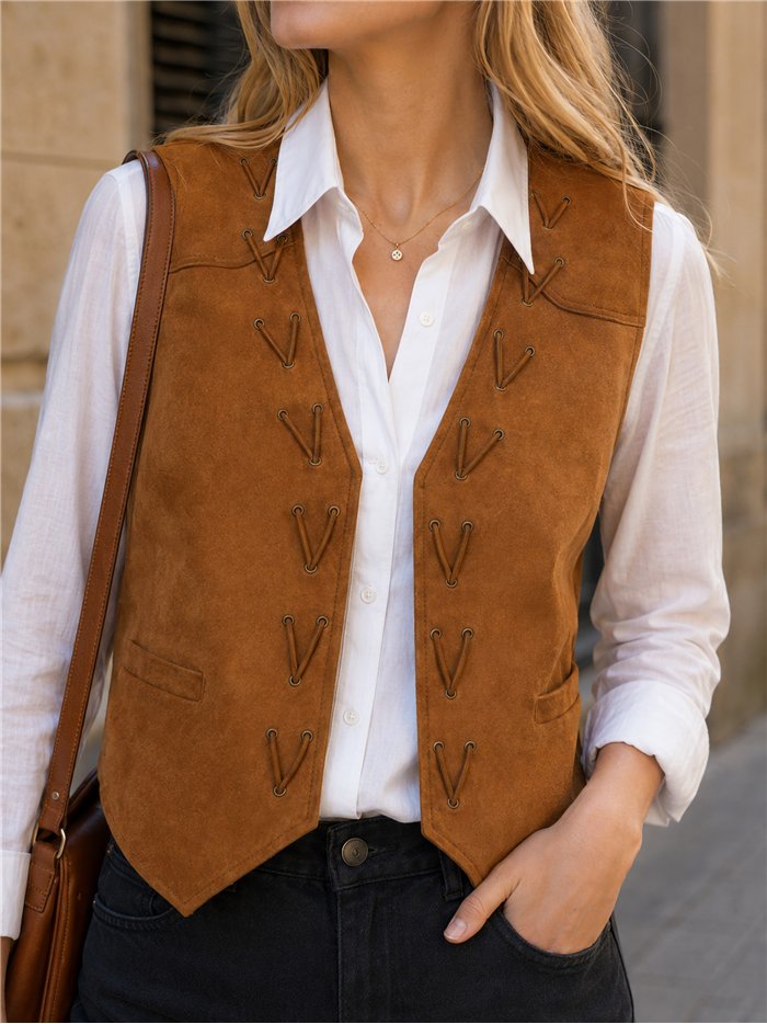 Conjunto camisa y chaleco con cordones