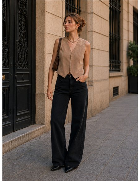 Chaleco efecto ante liso