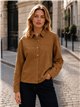 camicia button-down in finta pelle scamosciata