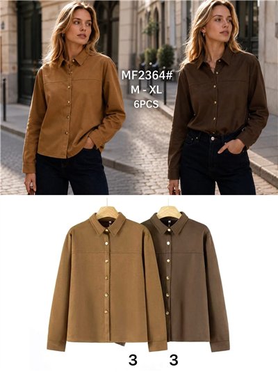 chemise boutonnée en faux daim 2