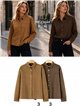 camicia button-down in finta pelle scamosciata