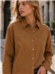camicia button-down in finta pelle scamosciata