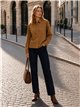 camicia button-down in finta pelle scamosciata