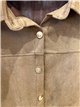camicia button-down in finta pelle scamosciata