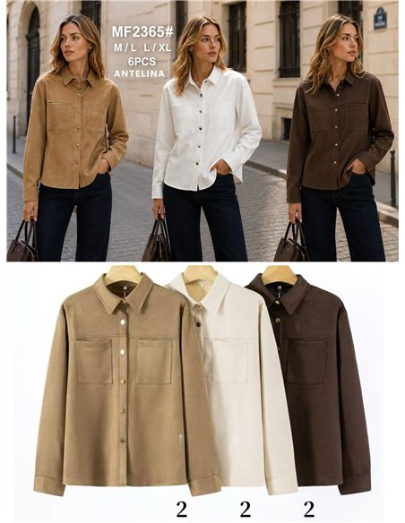 Camisa efecto ante con bolsillos