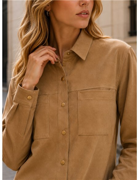 Camisa efecto ante con bolsillos