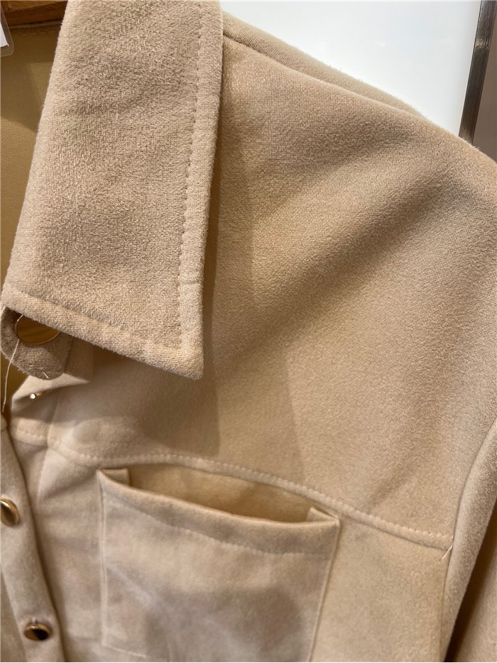 Camisa efecto ante con bolsillos