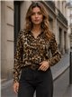 Chemise en satin à imprimé animal