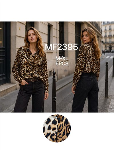 Chemise en satin à imprimé animal 2