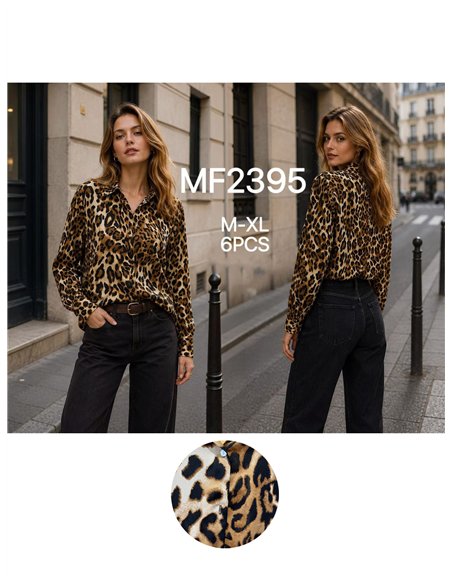 Chemise en satin à imprimé animal
