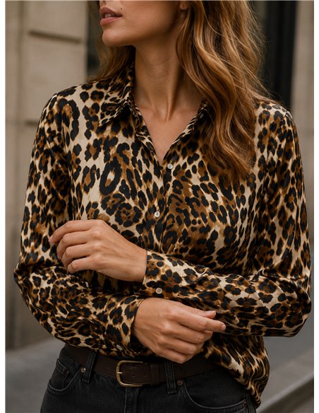Chemise en satin à imprimé animal