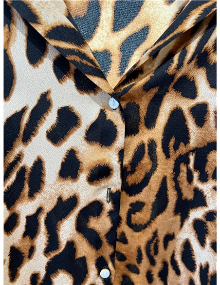 Chemise en satin à imprimé animal