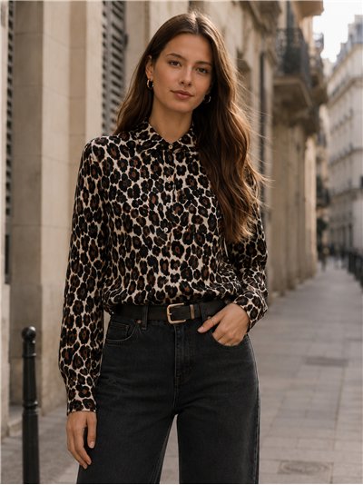 Camisa leopardo satinada