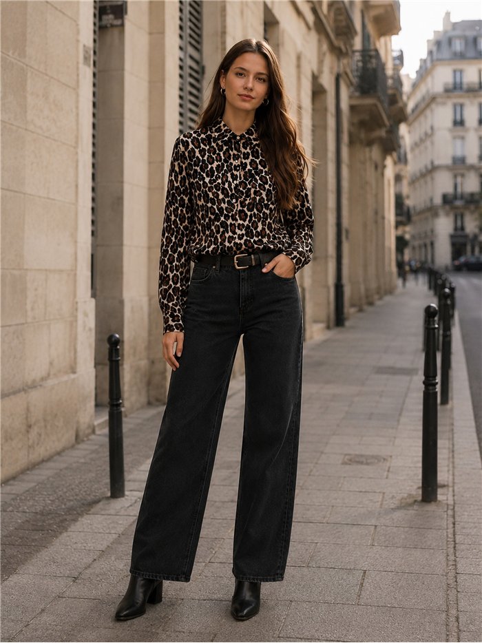Camisa leopardo satinada