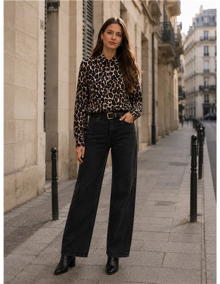 Camisa leopardo satinada