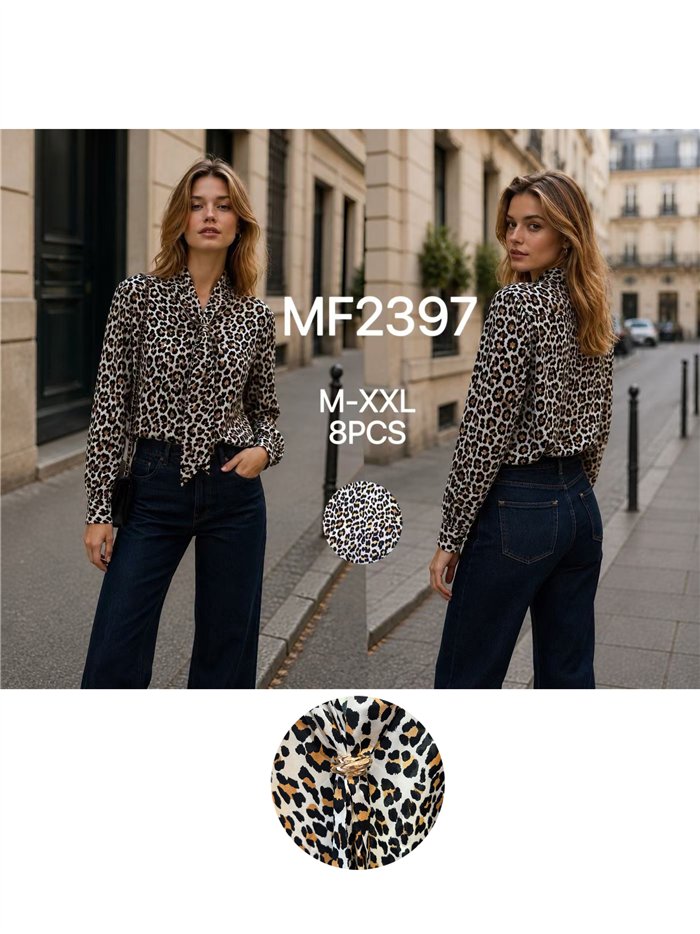Blusa leopardo con lazada