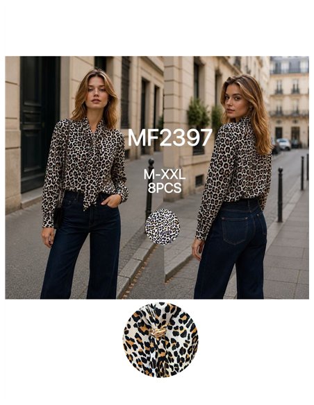 Blusa leopardo con lazada