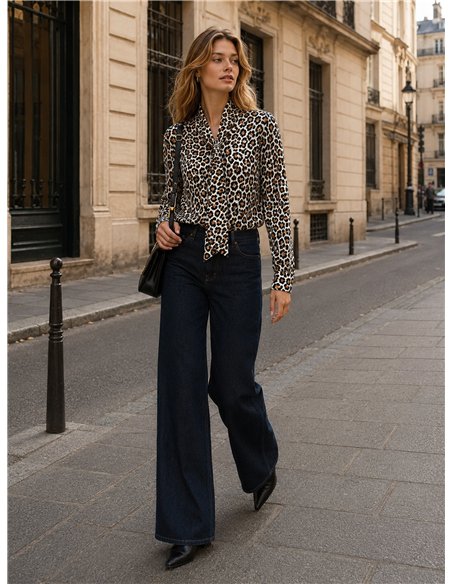 Blusa leopardo con lazada