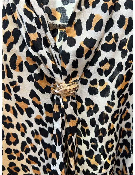 Blusa leopardo con lazada