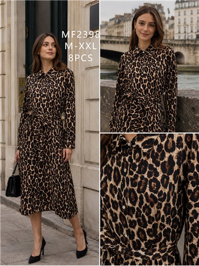 Robe-chemise imprimée léopard avec ceinture 2