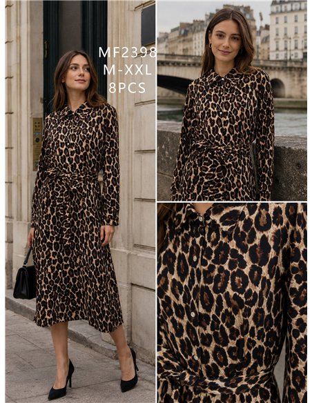 Leopard shirt dress with belt