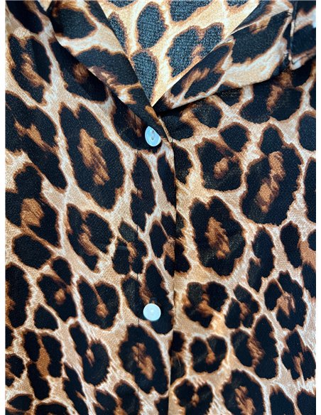 Leopard shirt dress with belt