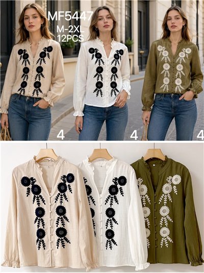 Blusa bordada con flores grandes 2