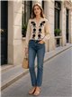 Blusa bordada con flores grandes