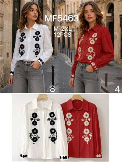 Camisa bordada con flores contrastadas 2