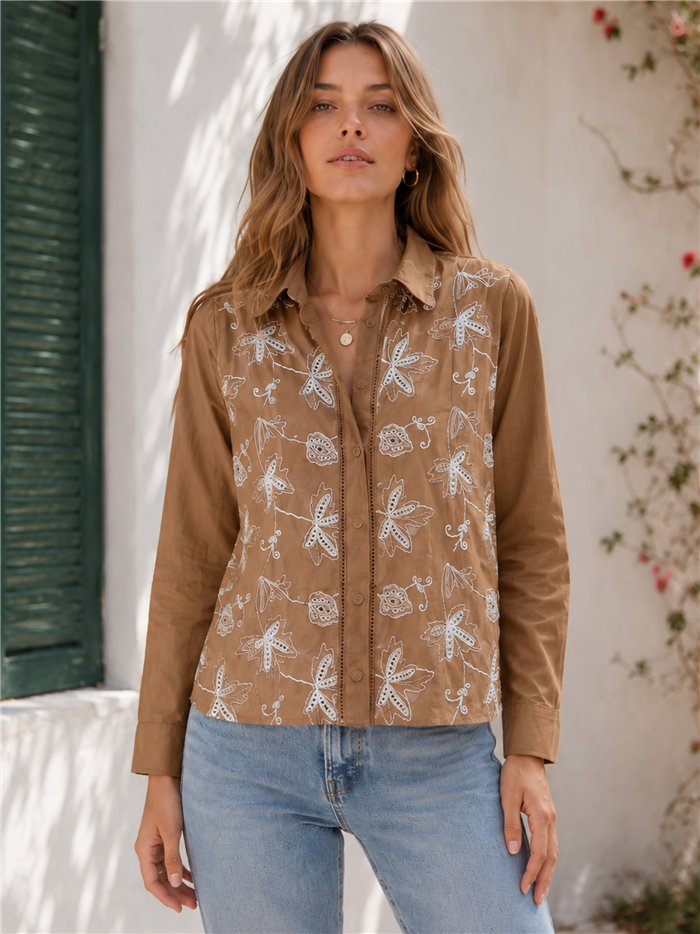 Camisa bordada floral