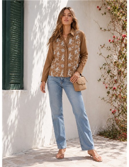 Camisa bordada floral