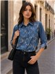 Camicia ricamata effetto denim