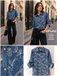 Camicia ricamata effetto denim