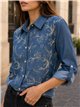Camicia ricamata effetto denim