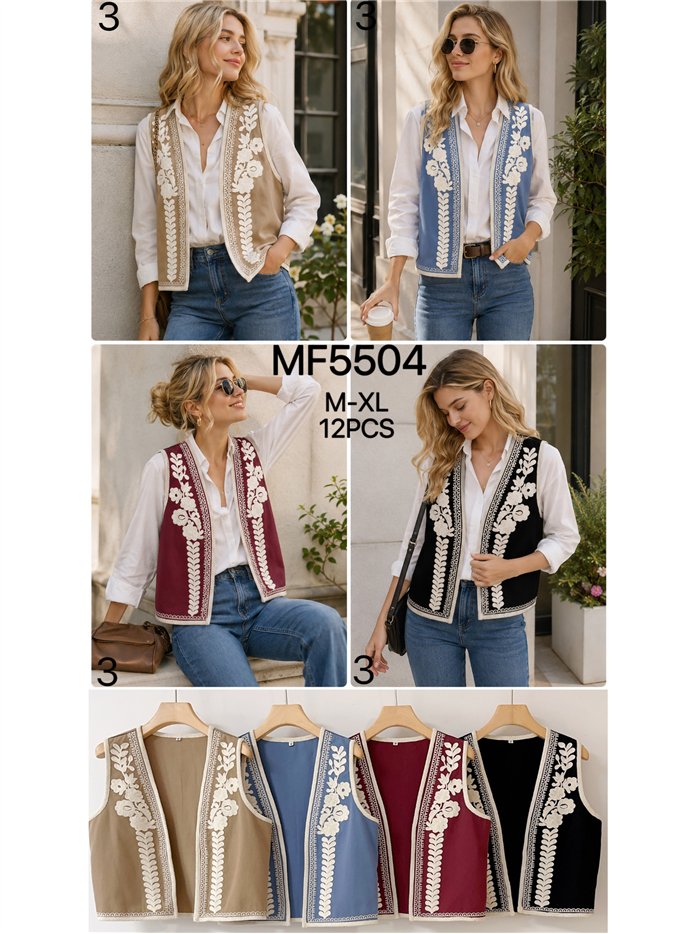 Chaleco bordado floral
