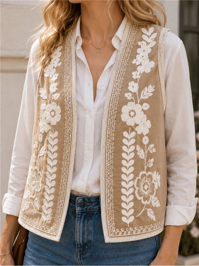 Chaleco bordado floral